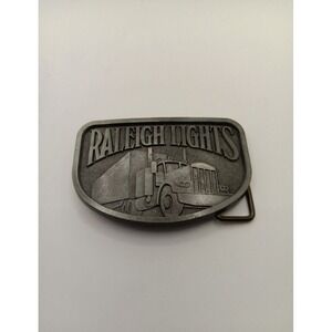 Raleigh Lights Belt Buckle Vintage Trucker Promo Semi‎ Truck Metal Tobacco USA